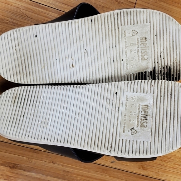 Melissa Black Slide Sandals Size 6 Spring Summer Beach Vacation - Picture 7 of 8